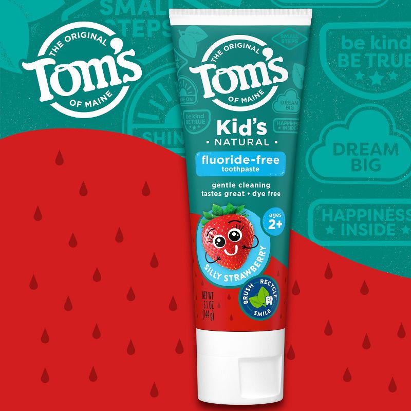 slide 2 of 9, Tom's of Maine Silly Strawberry Childrens Fluoride-Free Toothpaste 5.1oz, 5.1 oz