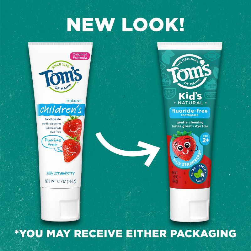 slide 3 of 9, Tom's of Maine Silly Strawberry Childrens Fluoride-Free Toothpaste 5.1oz, 5.1 oz