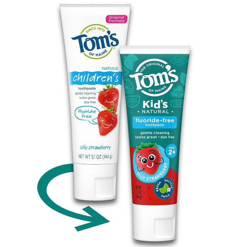 slide 9 of 9, Tom's of Maine Silly Strawberry Childrens Fluoride-Free Toothpaste 5.1oz, 5.1 oz