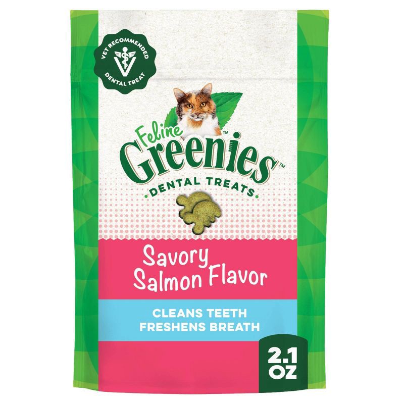 slide 1 of 13, Greenies Savory Salmon Flavor Dental Cat Treats - 2.1oz, 2.1 oz
