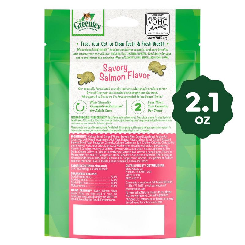 slide 10 of 13, Greenies Savory Salmon Flavor Dental Cat Treats - 2.1oz, 2.1 oz