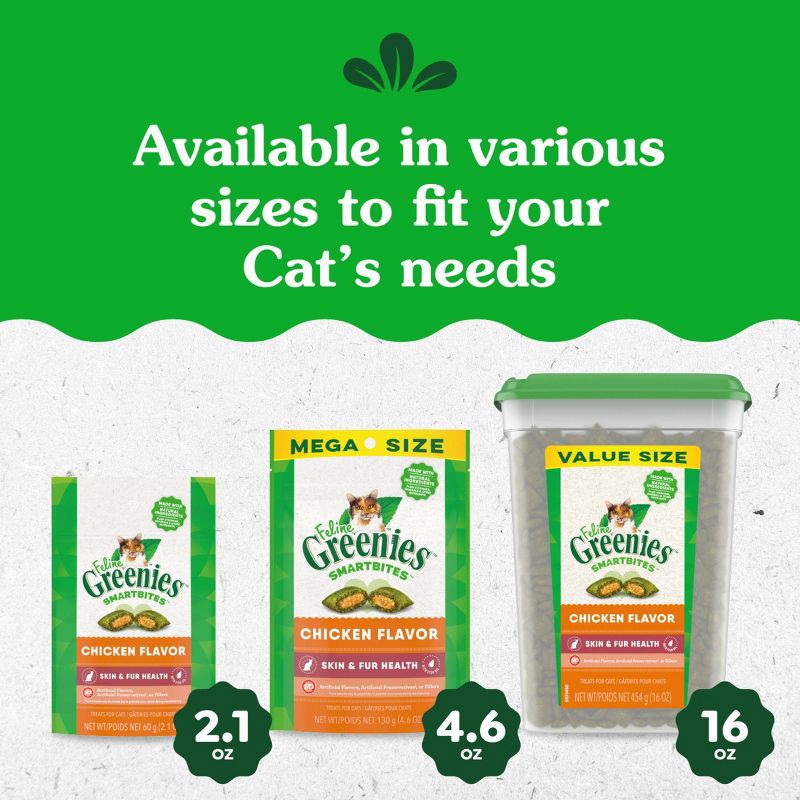 slide 12 of 13, Greenies Smartbites Skin and Fur Health Chicken Flavor Cat Treats - 2.1oz, 2.1 oz