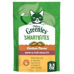 Greenies Smartbites Skin and Fur Health Chicken Flavor Cat Treats - 2.1oz
