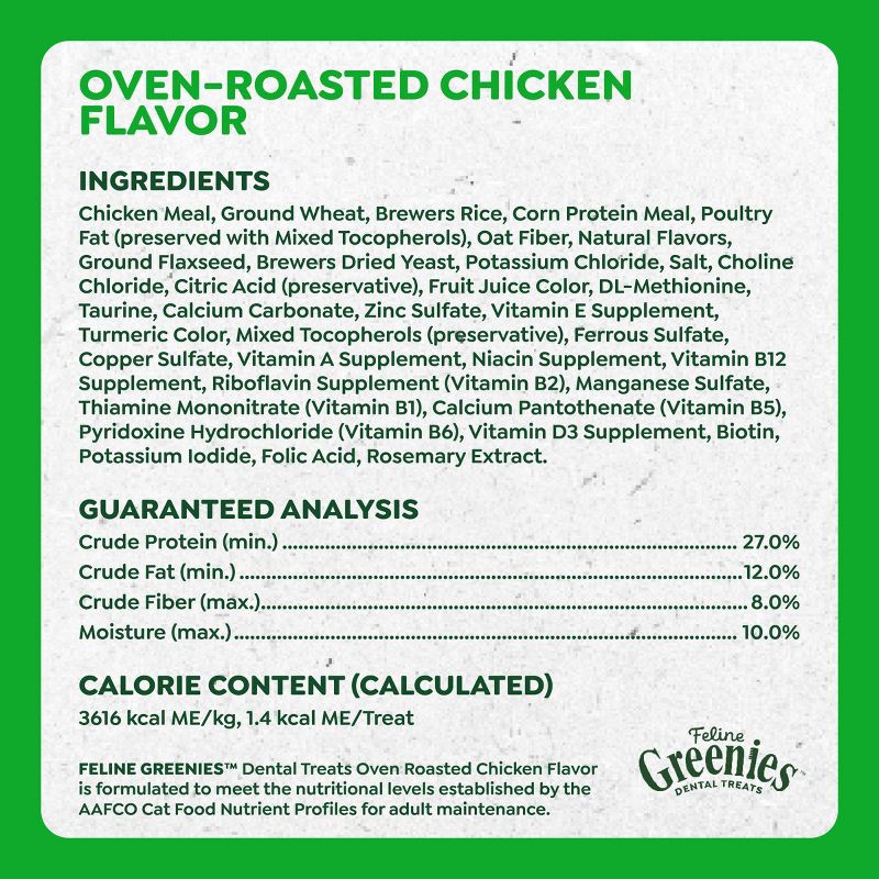 slide 12 of 14, Greenies Dental Cat Treats Oven-Roasted Chicken - 4.6oz, 4.6 oz