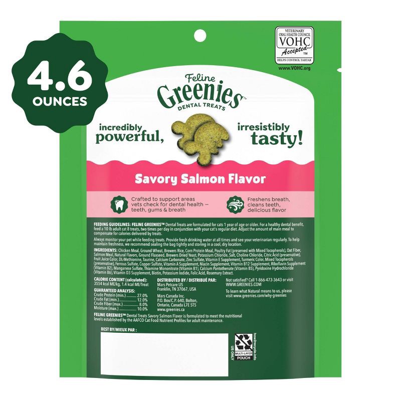 slide 11 of 14, Greenies Savory Salmon Flavor Dental Cat Treats - 4.6oz, 4.6 oz
