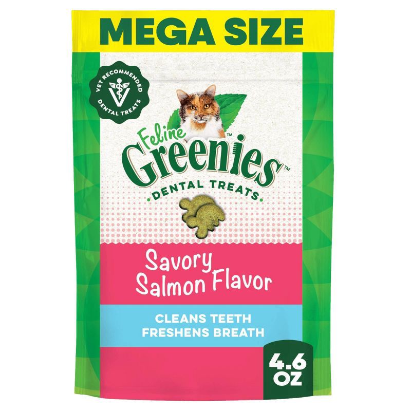 slide 1 of 13, Greenies Savory Salmon Flavor Dental Cat Treats - 4.6oz, 4.6 oz