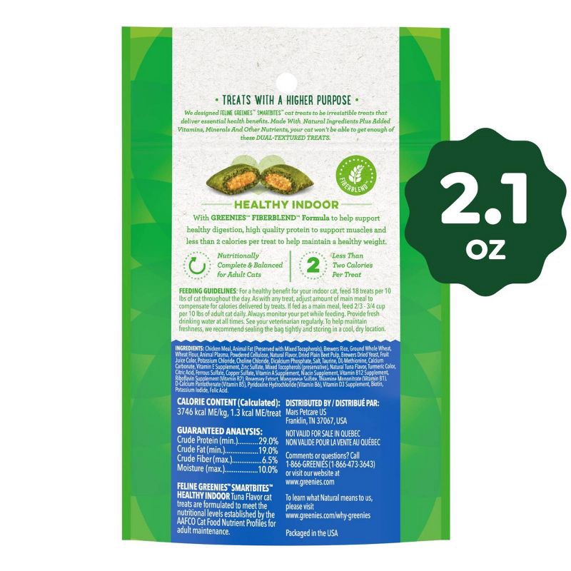 slide 2 of 13, Greenies Smartbites Healthy Tuna Flavor Indoor Cat Treats - 2.1oz, 2.1 oz