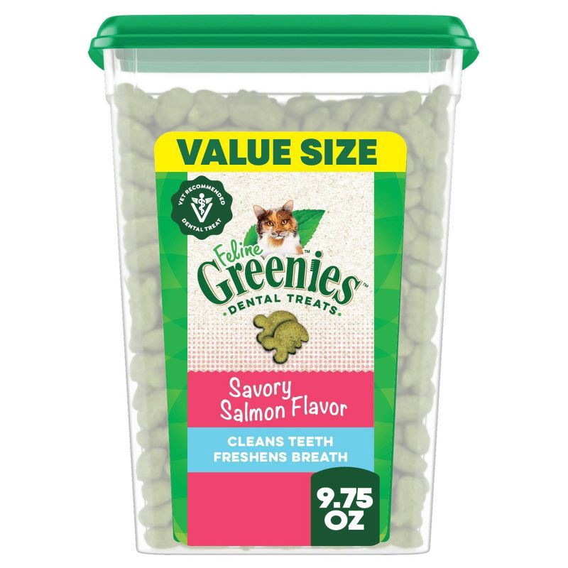 slide 1 of 13, Greenies Savory Salmon Flavor Dental Cat Treats - 9.75oz, 9.75 oz
