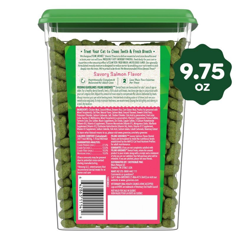 slide 10 of 13, Greenies Savory Salmon Flavor Dental Cat Treats - 9.75oz, 9.75 oz