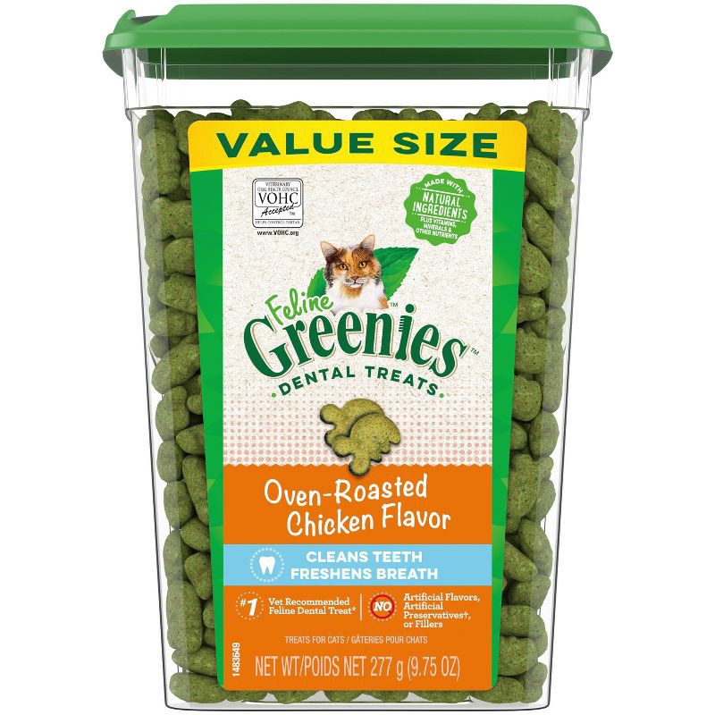 slide 1 of 6, Greenies Dental Cat Treats Oven-Roasted Chicken - 9.75 oz, 9.75 oz