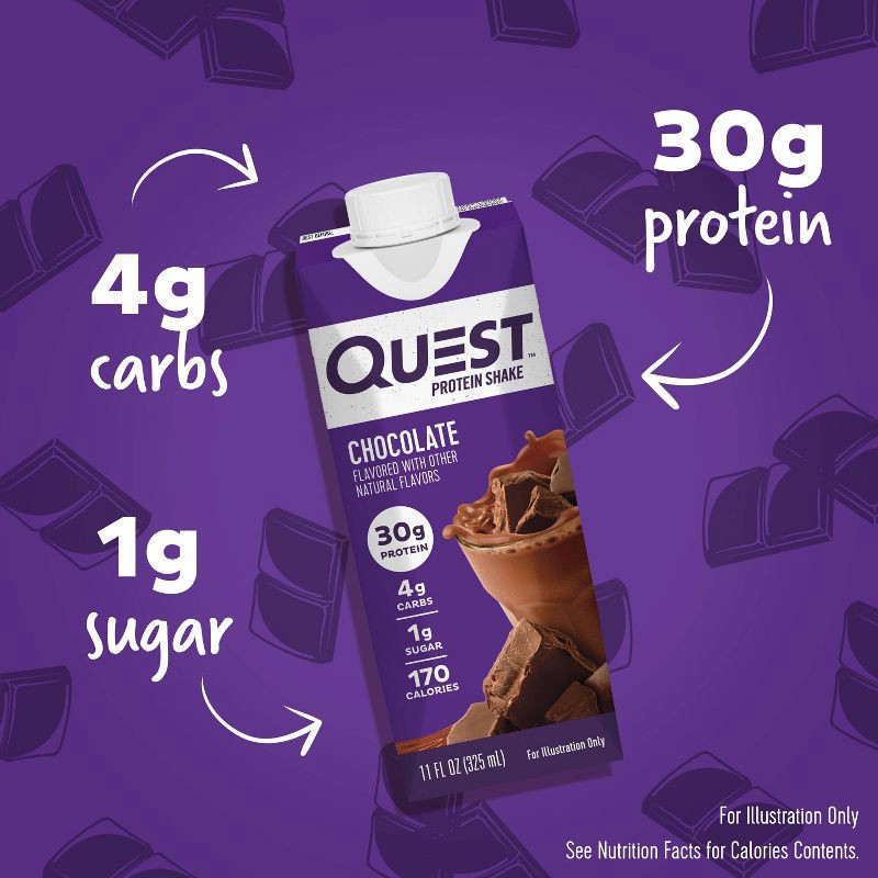 slide 4 of 8, Quest Nutrition Ready To Drink Protein Shake - Chocolate - 44 fl oz/4ct, 4 ct; 44 fl oz