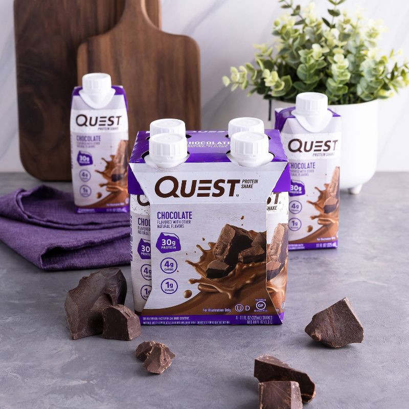 slide 7 of 8, Quest Nutrition Ready To Drink Protein Shake - Chocolate - 44 fl oz/4ct, 4 ct; 44 fl oz