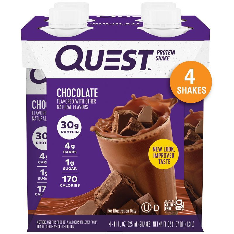 slide 1 of 8, Quest Nutrition Ready To Drink Protein Shake - Chocolate - 44 fl oz/4ct, 4 ct; 44 fl oz