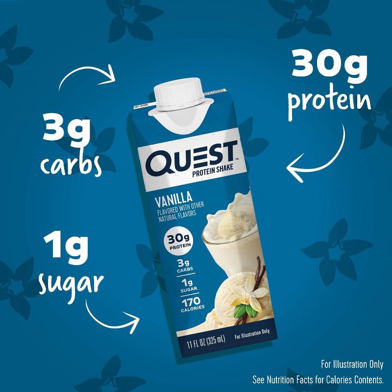 slide 3 of 8, Quest Nutrition Ready To Drink Protein Shake - Vanilla - 44 fl oz/4ct, 4 ct; 44 fl oz