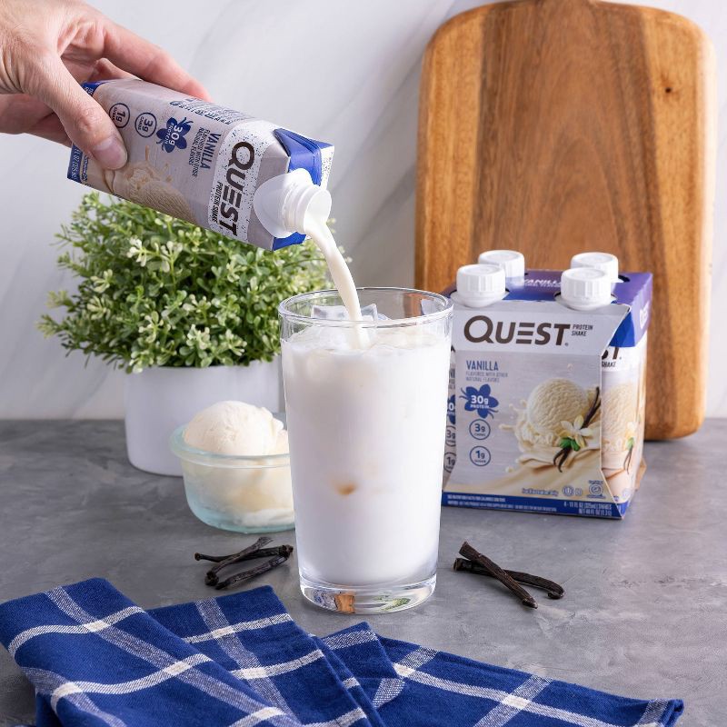 slide 7 of 8, Quest Nutrition Ready To Drink Protein Shake - Vanilla - 44 fl oz/4ct, 4 ct; 44 fl oz