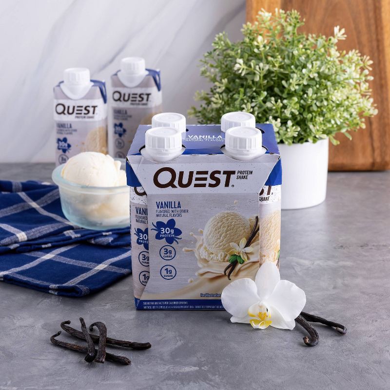 slide 8 of 8, Quest Nutrition Ready To Drink Protein Shake - Vanilla - 44 fl oz/4ct, 4 ct; 44 fl oz