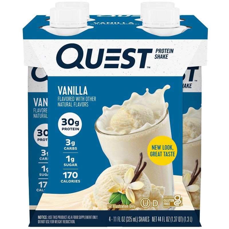 slide 1 of 8, Quest Nutrition Ready To Drink Protein Shake - Vanilla - 44 fl oz/4ct, 4 ct; 44 fl oz