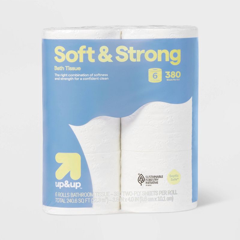 slide 1 of 4, Soft & Strong Toilet Paper - 6 Rolls - up&up™, 6 ct