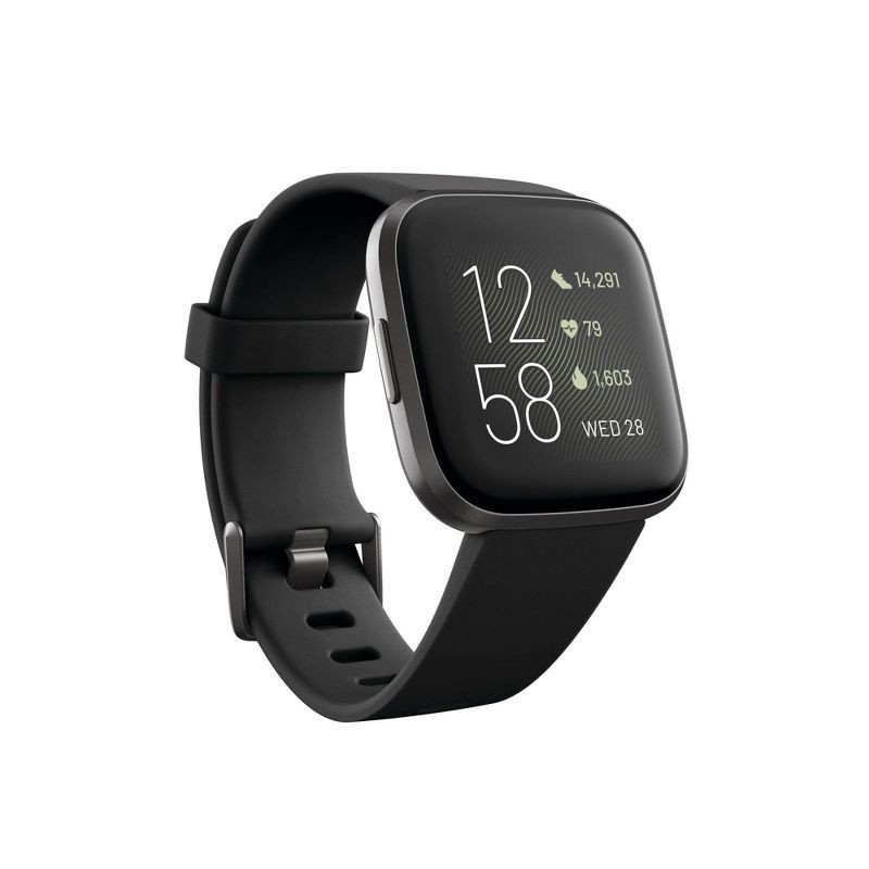 slide 1 of 1, Fitbit Versa 2 Smartwatch - Carbon Aluminum with Black Band, 1 ct