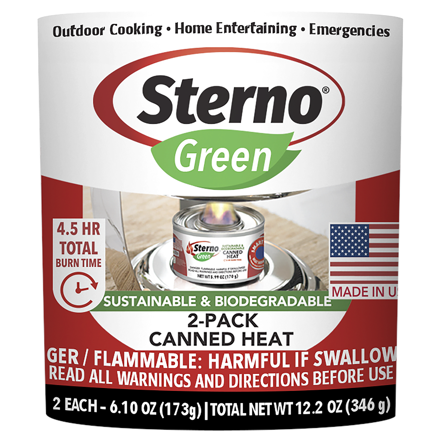 slide 1 of 2, Sterno Green 2 Pack Canned Heat 2 ea, 2 ct