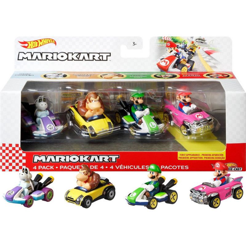 slide 1 of 6, Hot Wheels Mario Kart Diecast - 4 pk, 4 ct