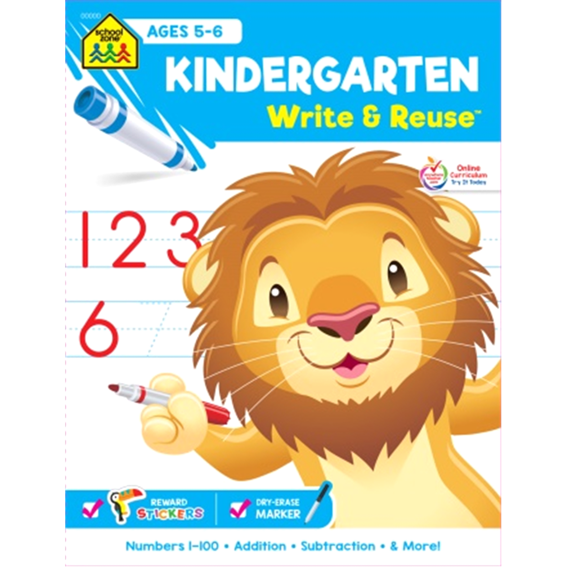 slide 1 of 1, School Zone Kindergarten Write & Reuse Workbook, 1 ct