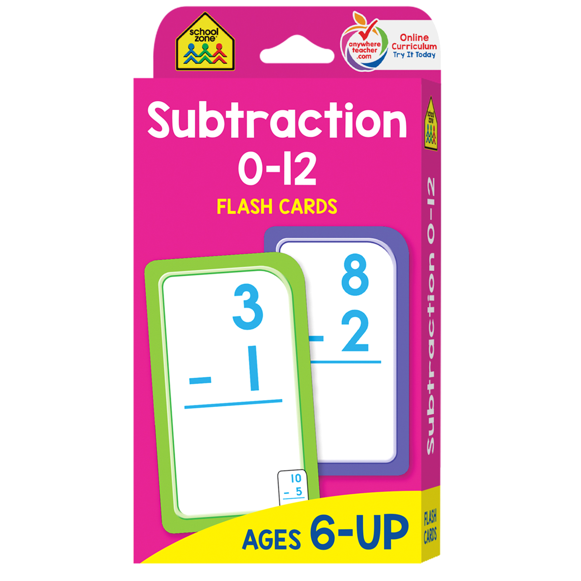 slide 1 of 1, Subtraction 0-12 Flash Cards, 1 ct
