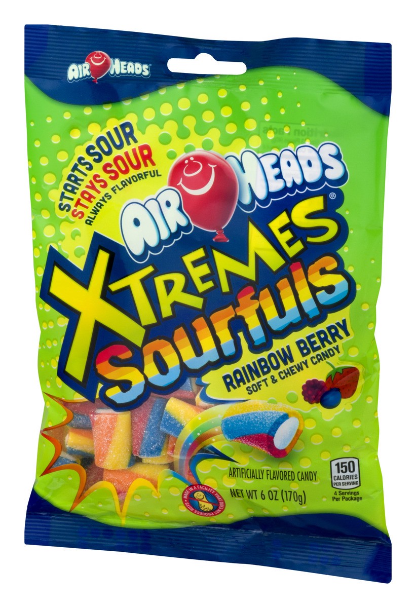 slide 4 of 9, Airheads Xtremes Sourfuls Rainbow Berry Chewy Candy, 6 oz