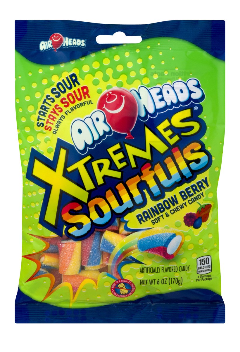 slide 1 of 9, Airheads Xtremes Sourfuls Rainbow Berry Chewy Candy, 6 oz