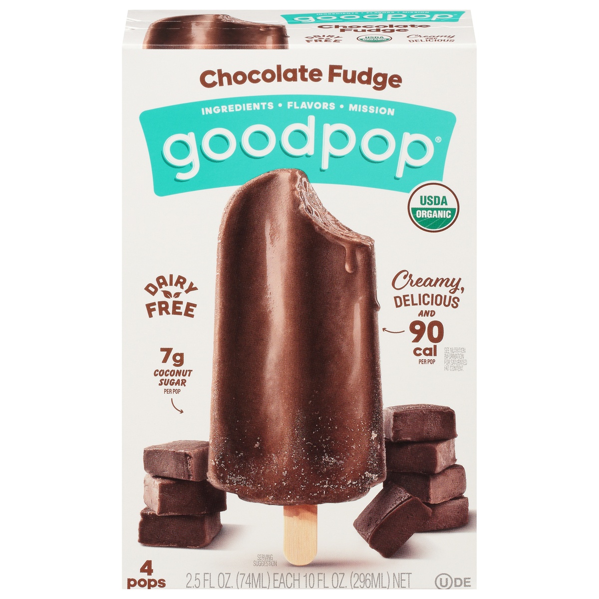 slide 1 of 1, GoodPop Organic Chocolate Fudge Pop, 4 ct; 2.5 fl oz