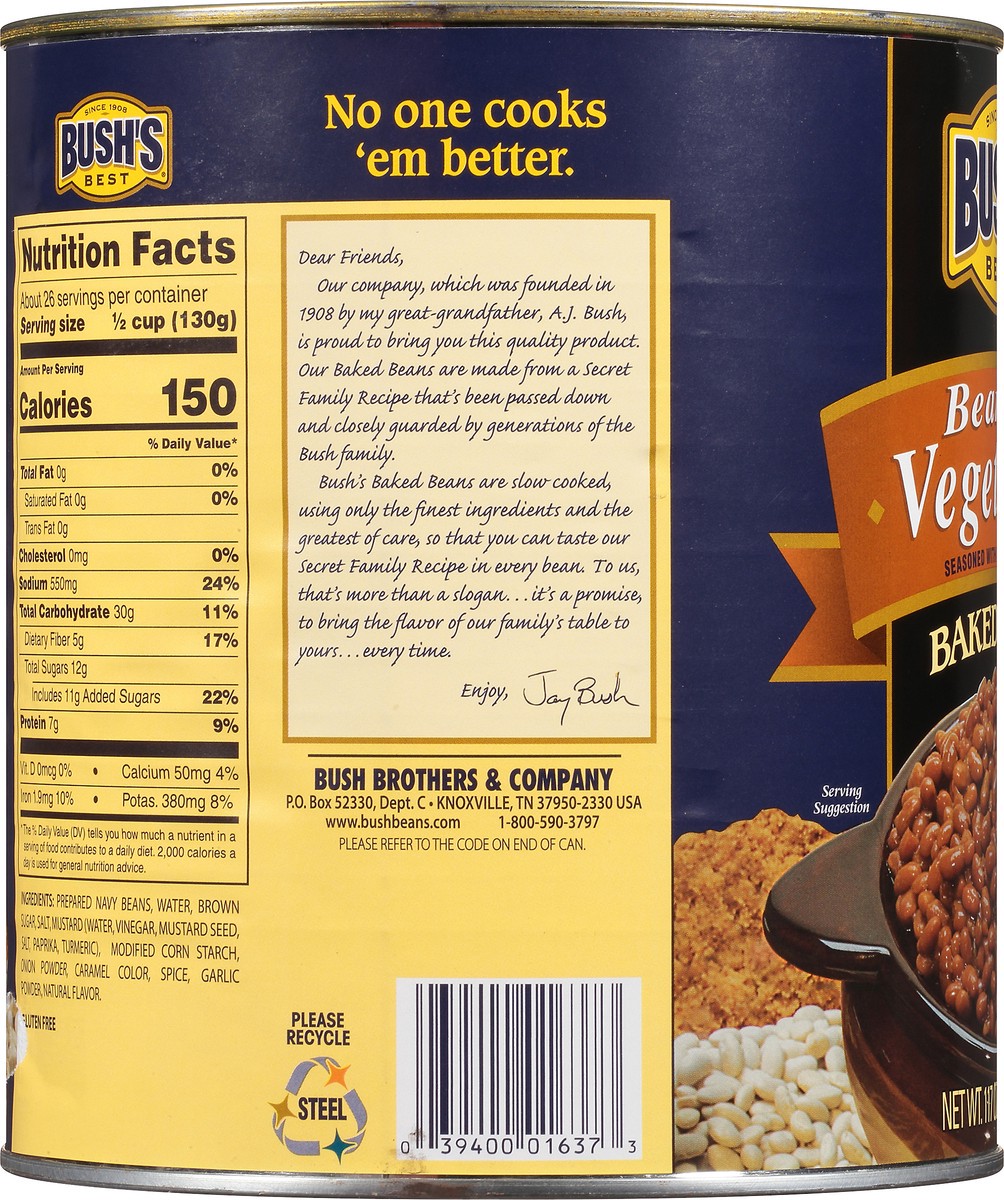 slide 6 of 8, Bush's Best Bush's Bean Pot Vegetarian Baked Beans 117 oz, 117 oz