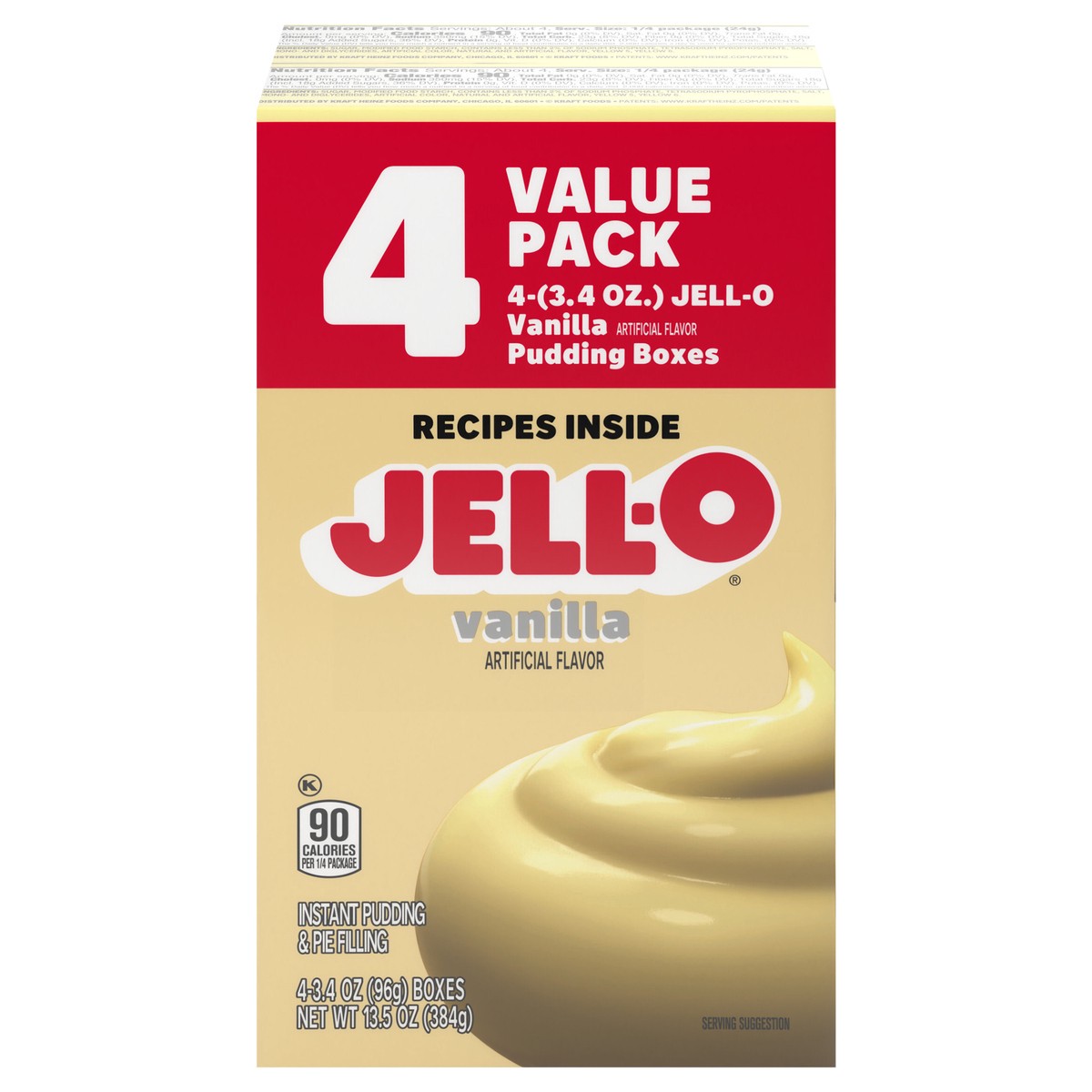 slide 1 of 9, Jell-O Vanilla Instant Pudding & Pie Filling Mix Value Pack, 4 ct Pack, 3.4 oz Boxes, 4 ct