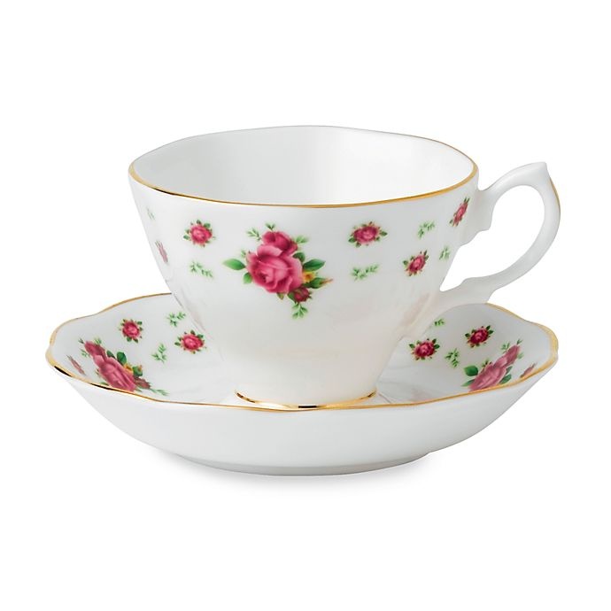 slide 1 of 2, Royal Albert New Country Roses Teacup and Saucer - White, 1 ct