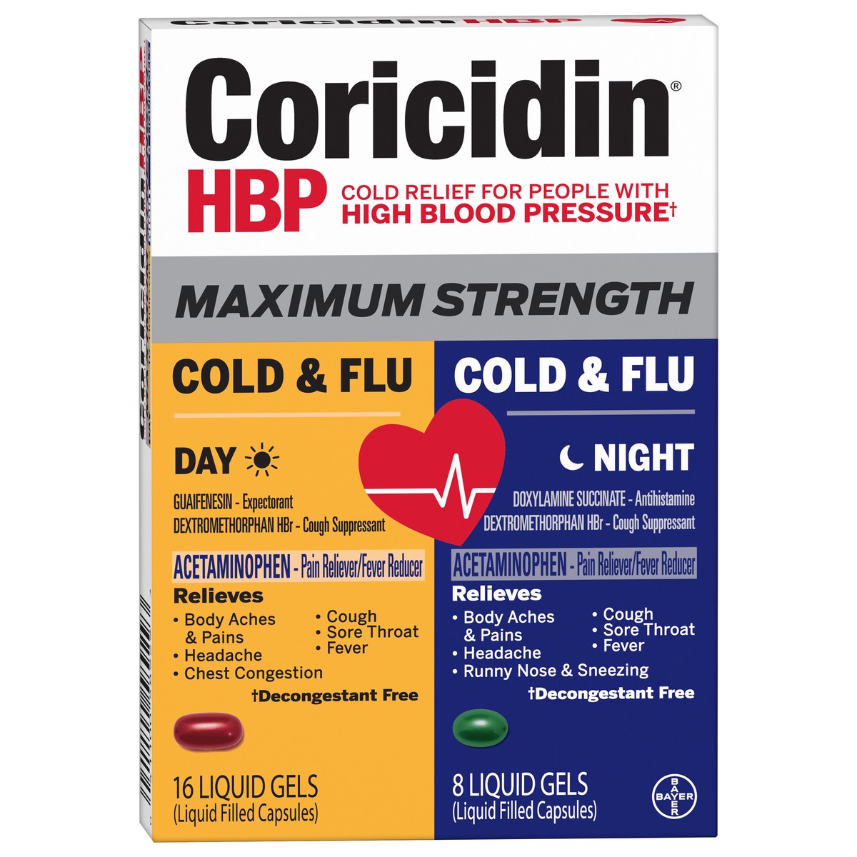 slide 2 of 7, Coricidin Liquid Gels Maximum Strength Day/Night Cold & Flu 24 ea Box, 24 ct