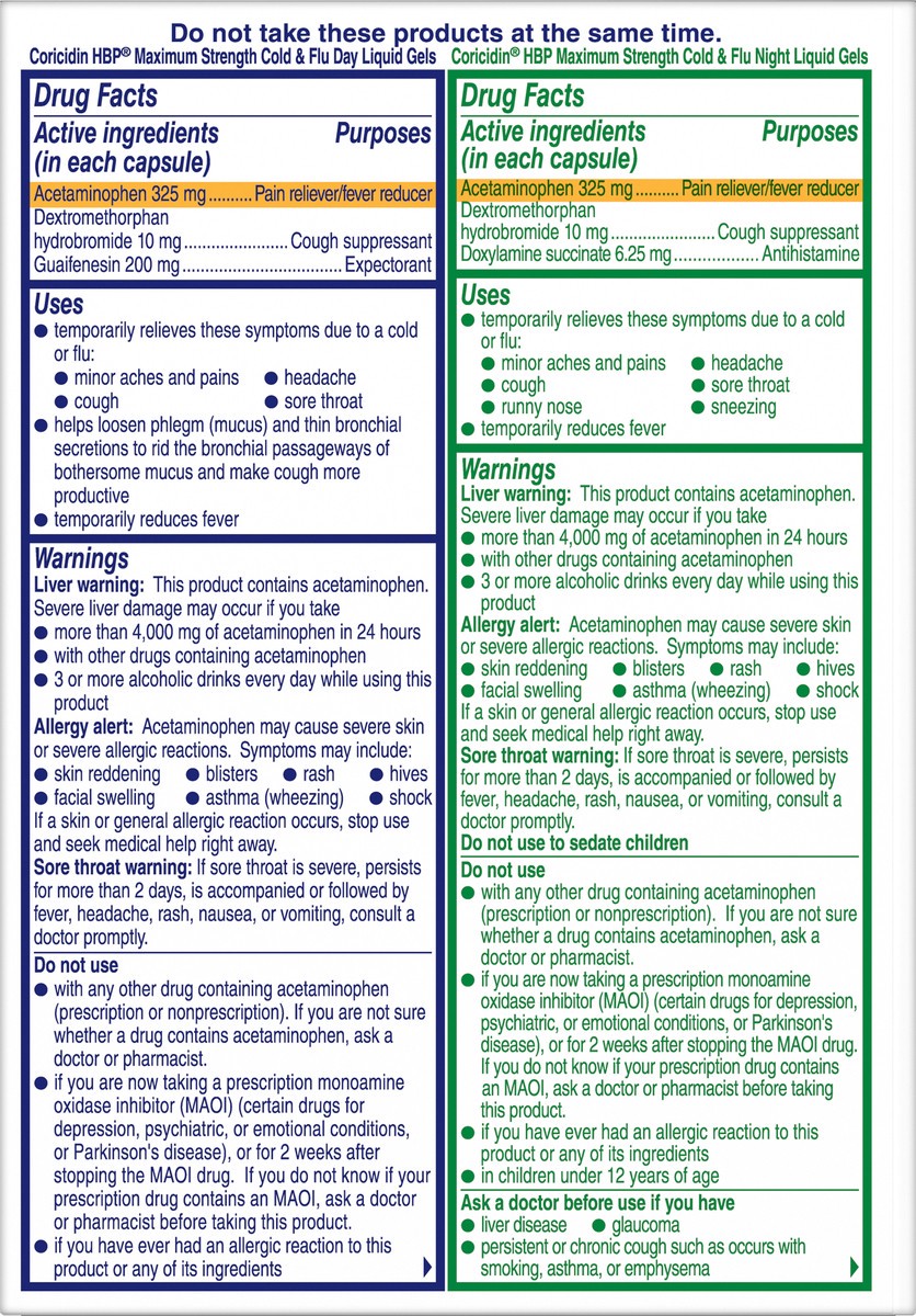 slide 4 of 7, Coricidin Liquid Gels Maximum Strength Day/Night Cold & Flu 24 ea Box, 24 ct