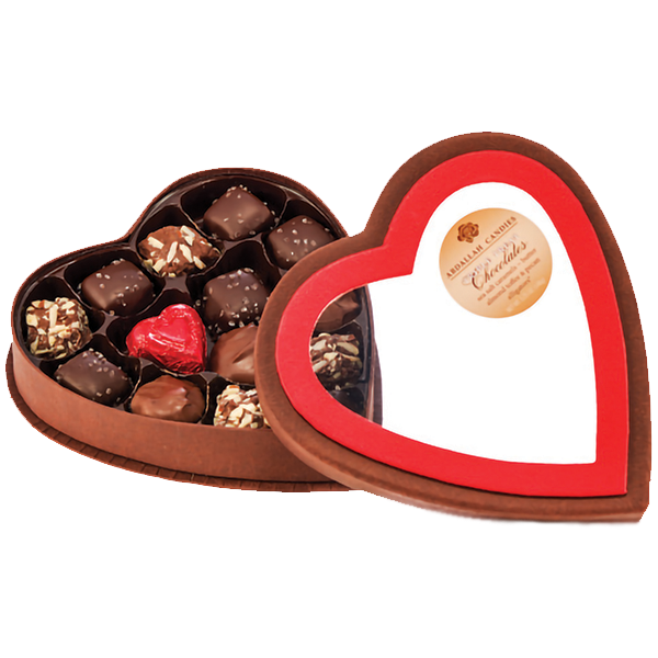 slide 1 of 1, Abdallah Candies Valentine's Triple Chocolates Heart Box, 5 oz