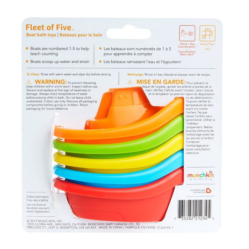 slide 6 of 6, Munchkin Fleet Of Five Boats Bath Toy, 1 ct