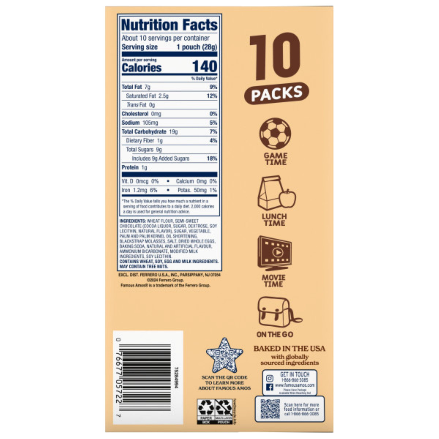 slide 2 of 2, Famous Amos Chocolate Chip Packs, 12.36 oz