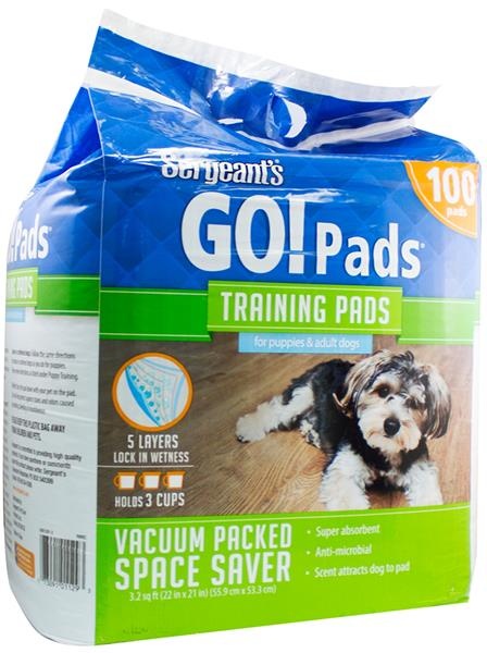 slide 1 of 1, Sergeant's Go Pads Training Pads for Puppies Adult Dogs, 100 ct