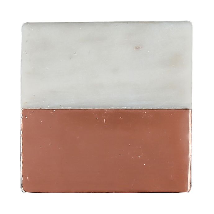 slide 1 of 1, Thirstystone Copper Plated White Marble Square Single Coaster, 1 ct