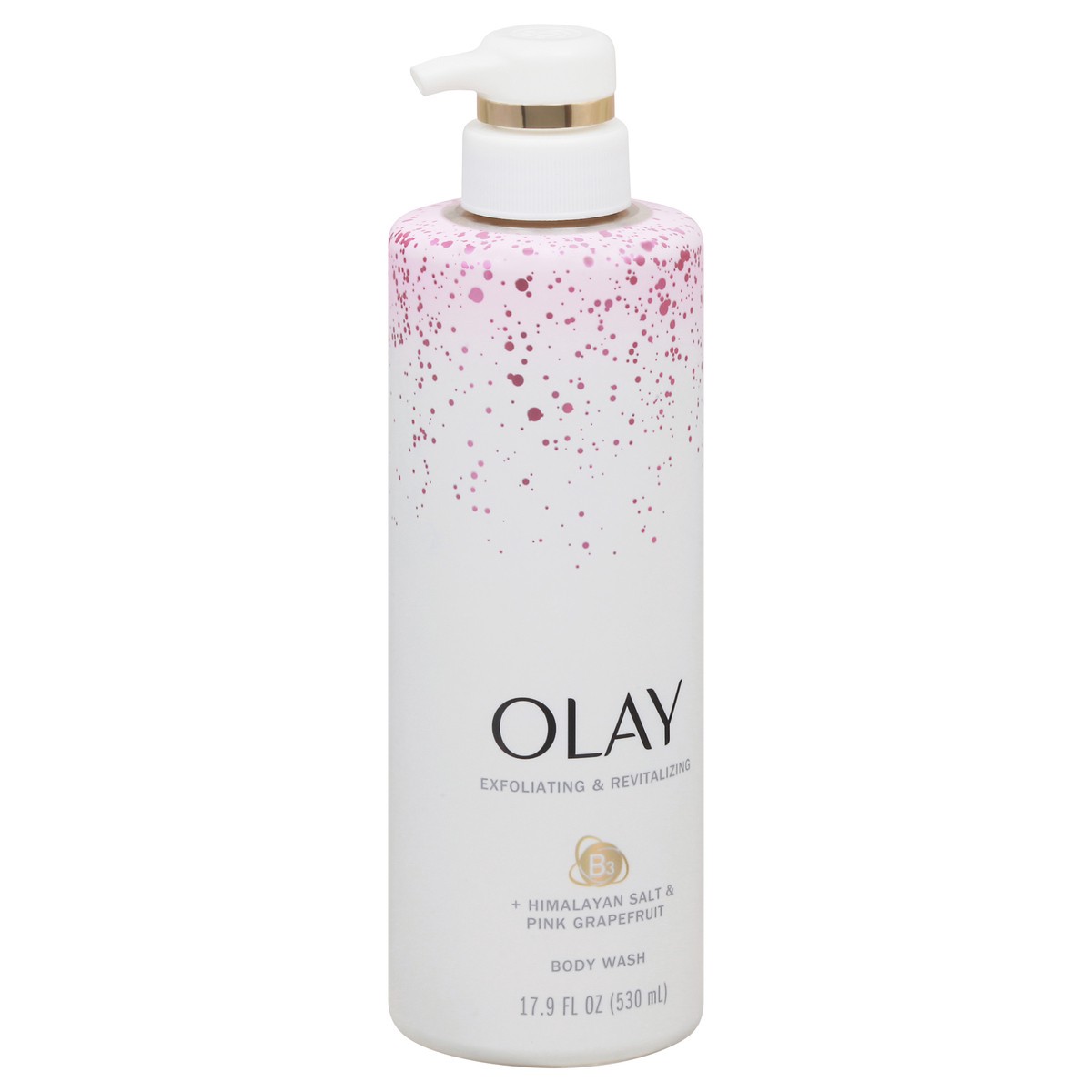 slide 2 of 13, Olay B3 + Himalayan Salt & Pink Grapefruit Exfoliating & Revitalizing Body Wash 17.9 fl oz, 17.90 fl oz