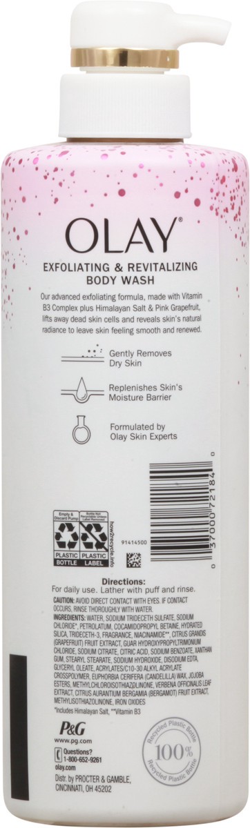 slide 6 of 13, Olay B3 + Himalayan Salt & Pink Grapefruit Exfoliating & Revitalizing Body Wash 17.9 fl oz, 17.90 fl oz