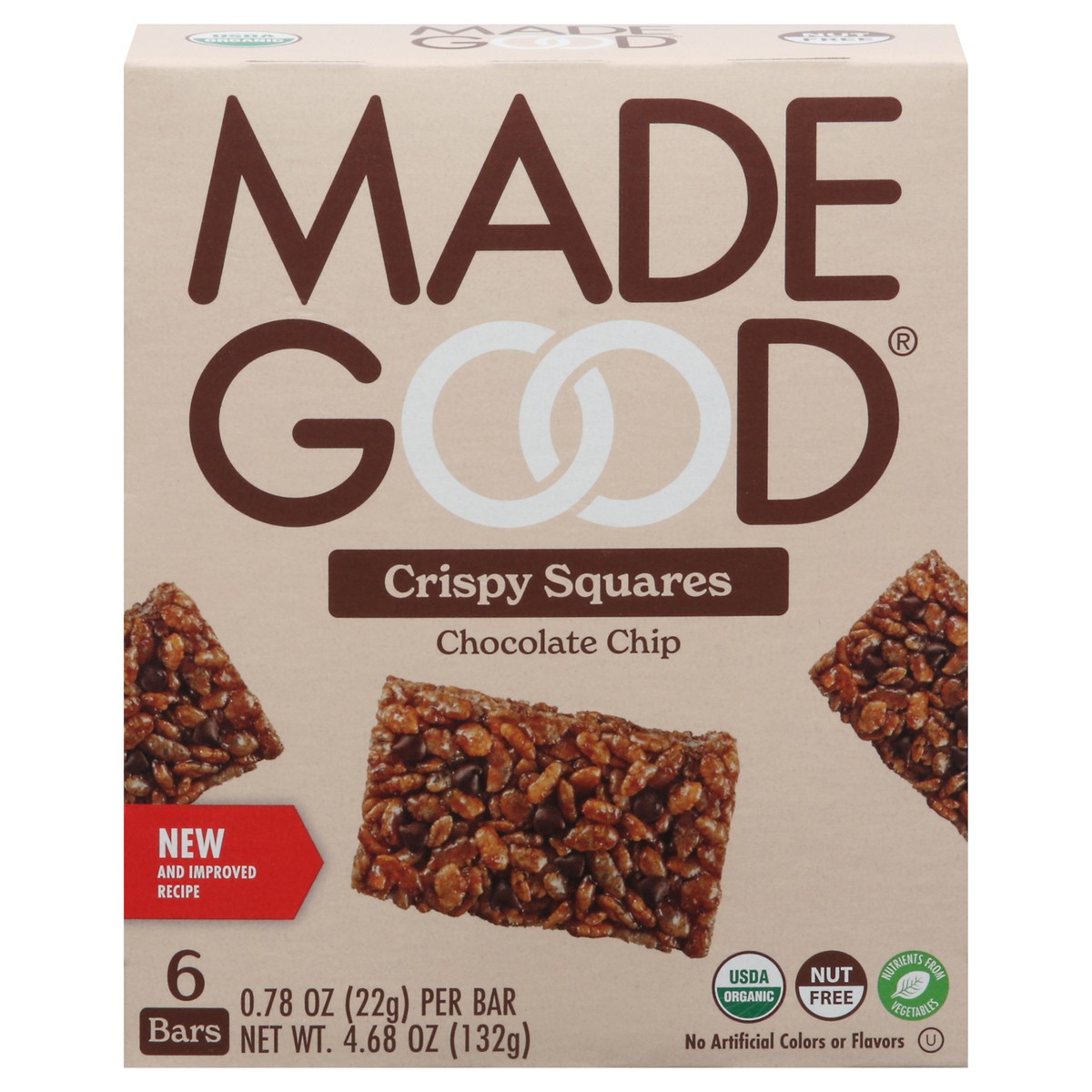 slide 1 of 10, MadeGood Chocolate Chip Crispy Squares 6 - 0.78 oz Bars, 4.68 oz