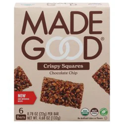 Made Good Chocolate Chip Crispy Squares - 6 Pack, 0.78 oz Each