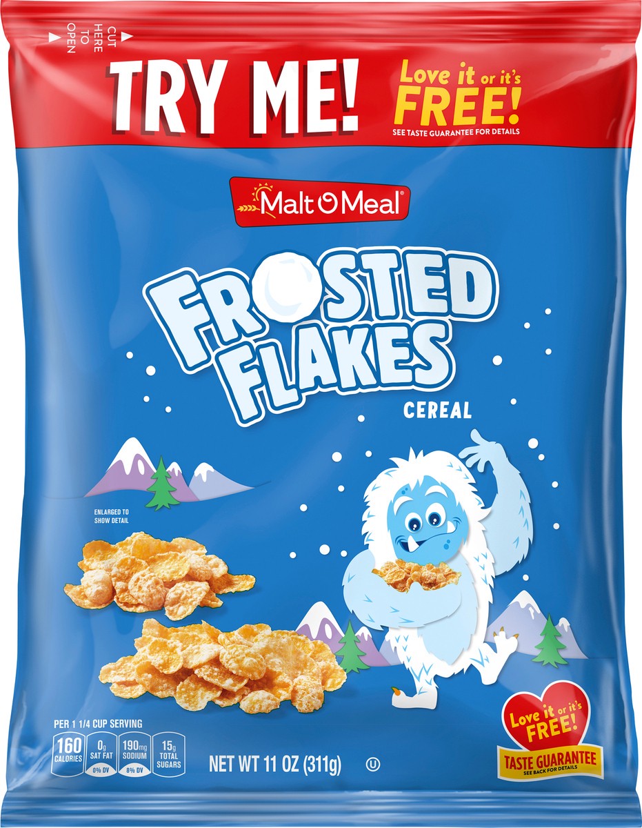 slide 4 of 11, Malt-O-Meal Frosted Flakes Kids Breakfast Cereal, Family Size Bulk Bagged Cereal, 11 Ounce - 1 Count, 11 oz