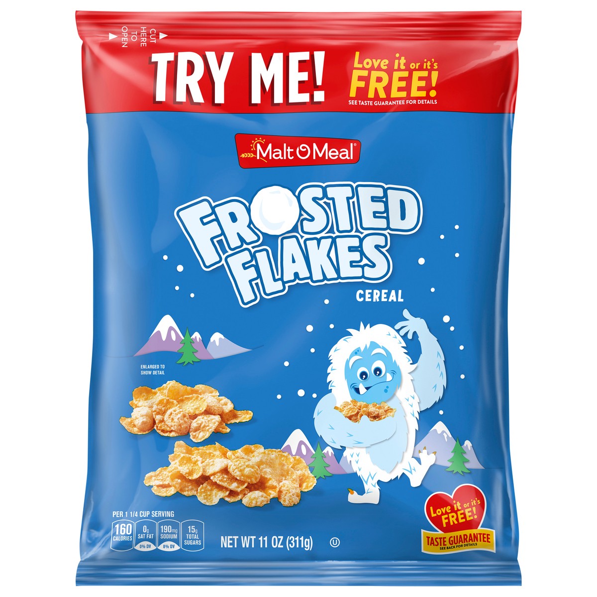 slide 7 of 11, Malt-O-Meal Frosted Flakes Kids Breakfast Cereal, Family Size Bulk Bagged Cereal, 11 Ounce - 1 Count, 11 oz