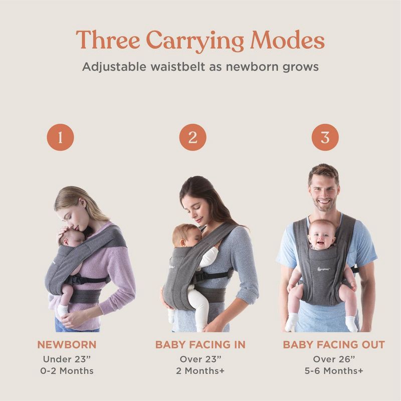 slide 2 of 8, Ergobaby Embrace Cozy Knit Newborn Baby Carrier - Heather Gray, 1 ct