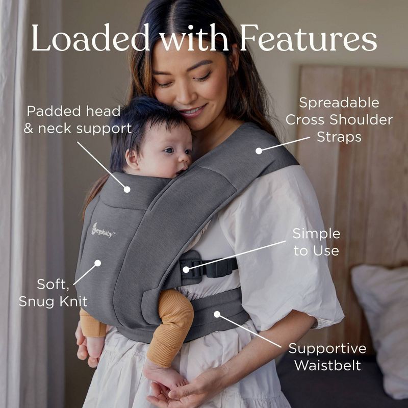 slide 3 of 8, Ergobaby Embrace Cozy Knit Newborn Carrier - Heather Gray, 1 ct