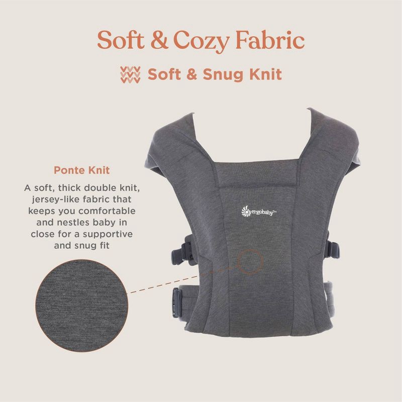 slide 5 of 8, Ergobaby Embrace Cozy Knit Newborn Baby Carrier - Heather Gray, 1 ct