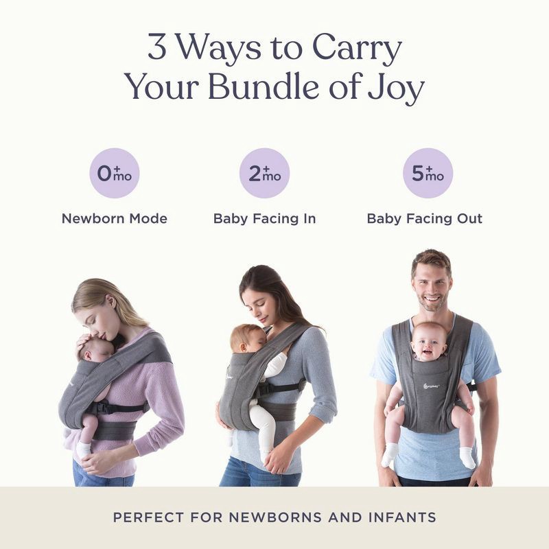slide 6 of 8, Ergobaby Embrace Cozy Knit Newborn Carrier - Heather Gray, 1 ct
